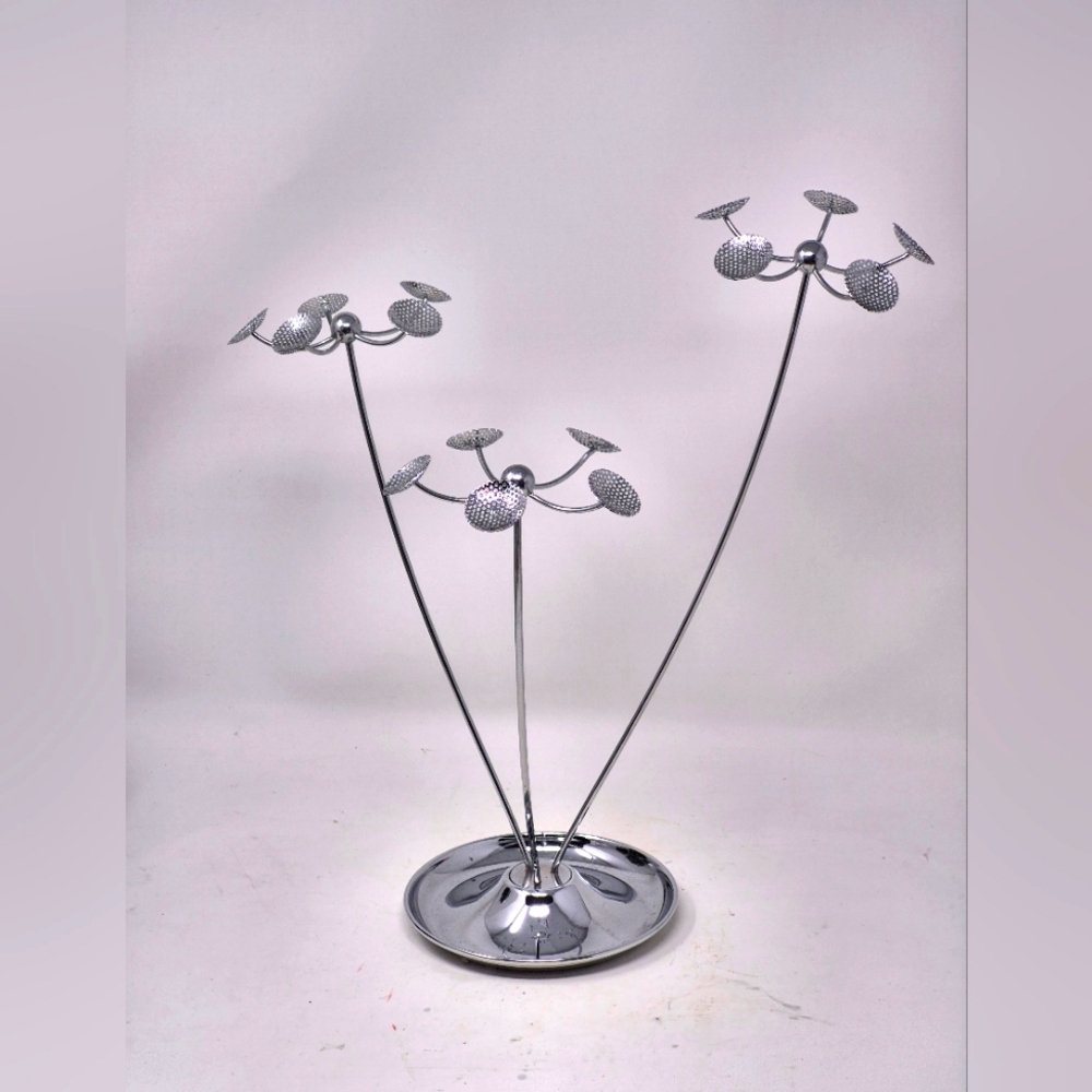 Umbra Chrome Floral Necklace And Earring Stand By Alan Wisniewski